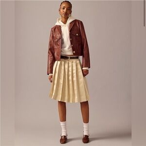 J. Crew Elegant Gold Pleated Midi Skirt